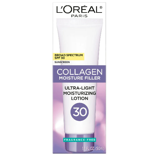 L'Oreal Paris Collagen Moisture Filler Hydrating Moisturizer, All Skin Types, SPF 30, 1.7 fl oz