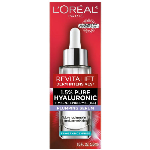 L'Oreal Paris Revitalift Derm Intensives Hyaluronic Acid Face Serum, Anti-Aging, 1.01 fl oz