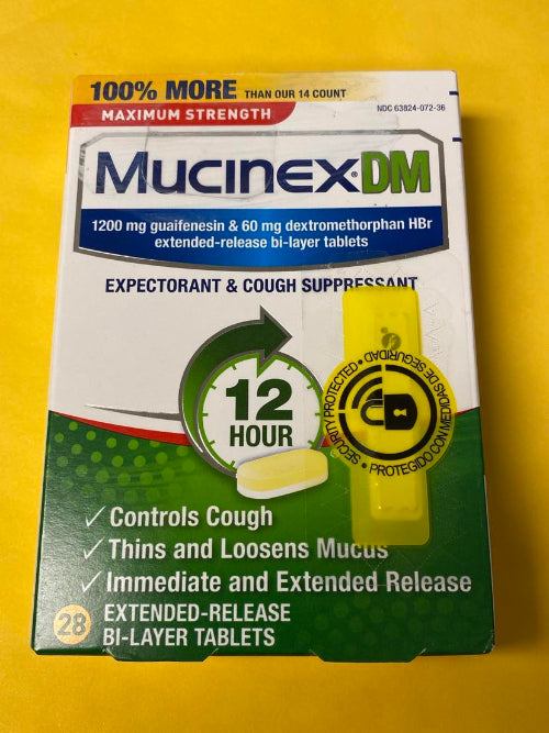 Mucinex DM 12 Hour Max Strength Expectorant & Cough Medicine, Excess Mucus Relief, FSA, 28 Tablets