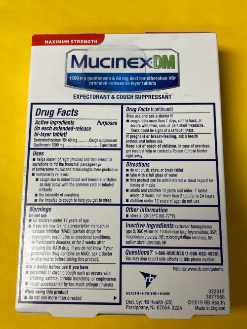 Mucinex DM 12 Hour Max Strength Expectorant & Cough Medicine, Excess Mucus Relief, FSA, 28 Tablets