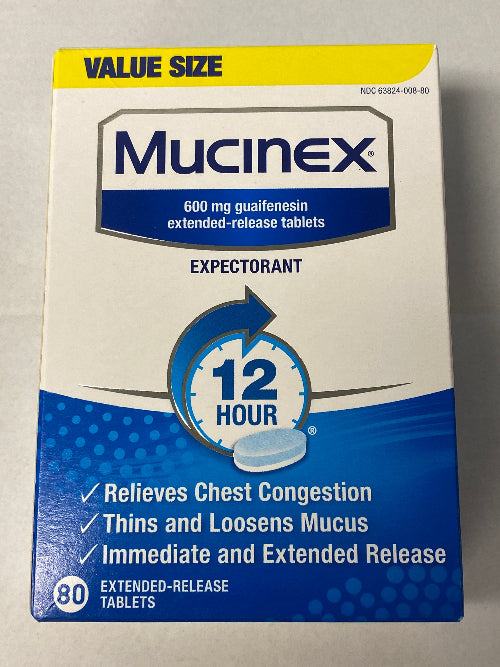 Mucinex 12 Hour Expectorant, OTC Medicine for Excess Mucus Relief, Chest Congestion, FSA, 80 Tablets