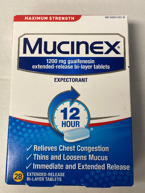 Mucinex 12 Hour Max Strength Expectorant, OTC Medicine for Excess Mucus Relief, FSA/HSA, 28 Tablets