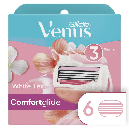 Venus ComfortGlide 3 White Tea Women's Razor Blade Refills, 6 Count